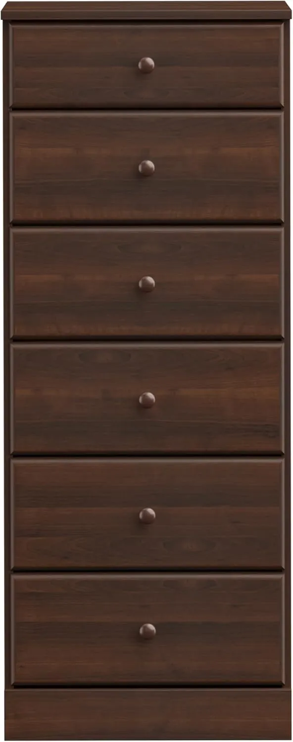 Prepac Astrid Tall Brown Dresser: 16.5"D x 19.75"W x 50"H, 6-Drawer Chest for Bedroom by Prepac - Perfect Chest of Drawers for Ample Storage