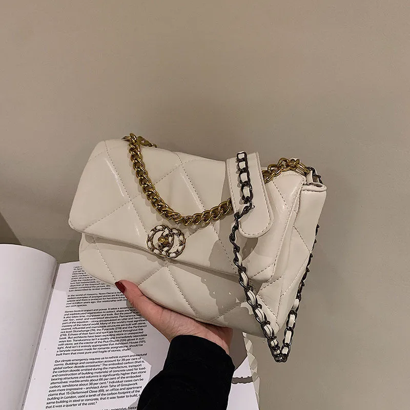 Pretty Popular Simplicity Rhombus Embroidery Line Crossbody Bags
