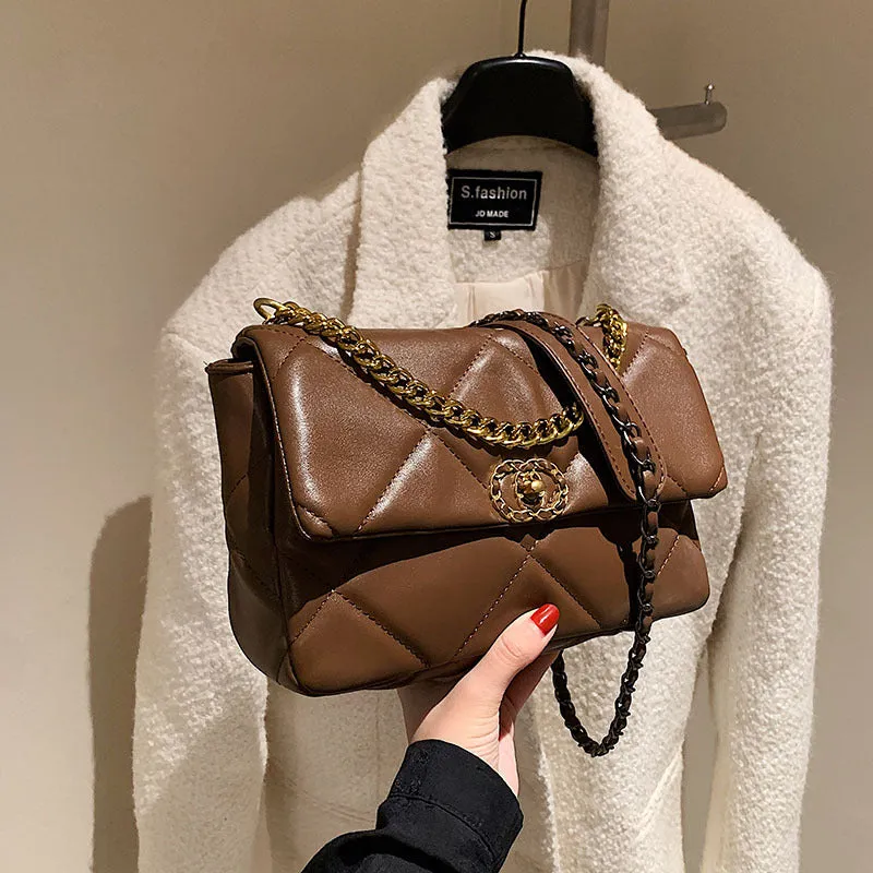 Pretty Popular Simplicity Rhombus Embroidery Line Crossbody Bags