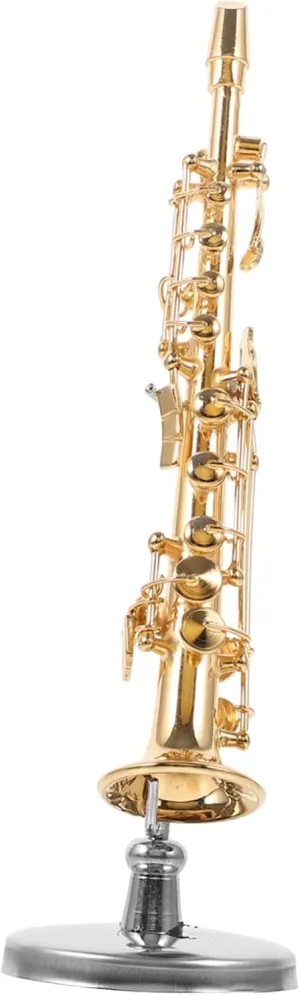 PRETYZOOM Miniature Sax Model Copper Musical Instrument Decor Alto Saxophone Dollhouse Decoration Case Base for Music Tabletop Display