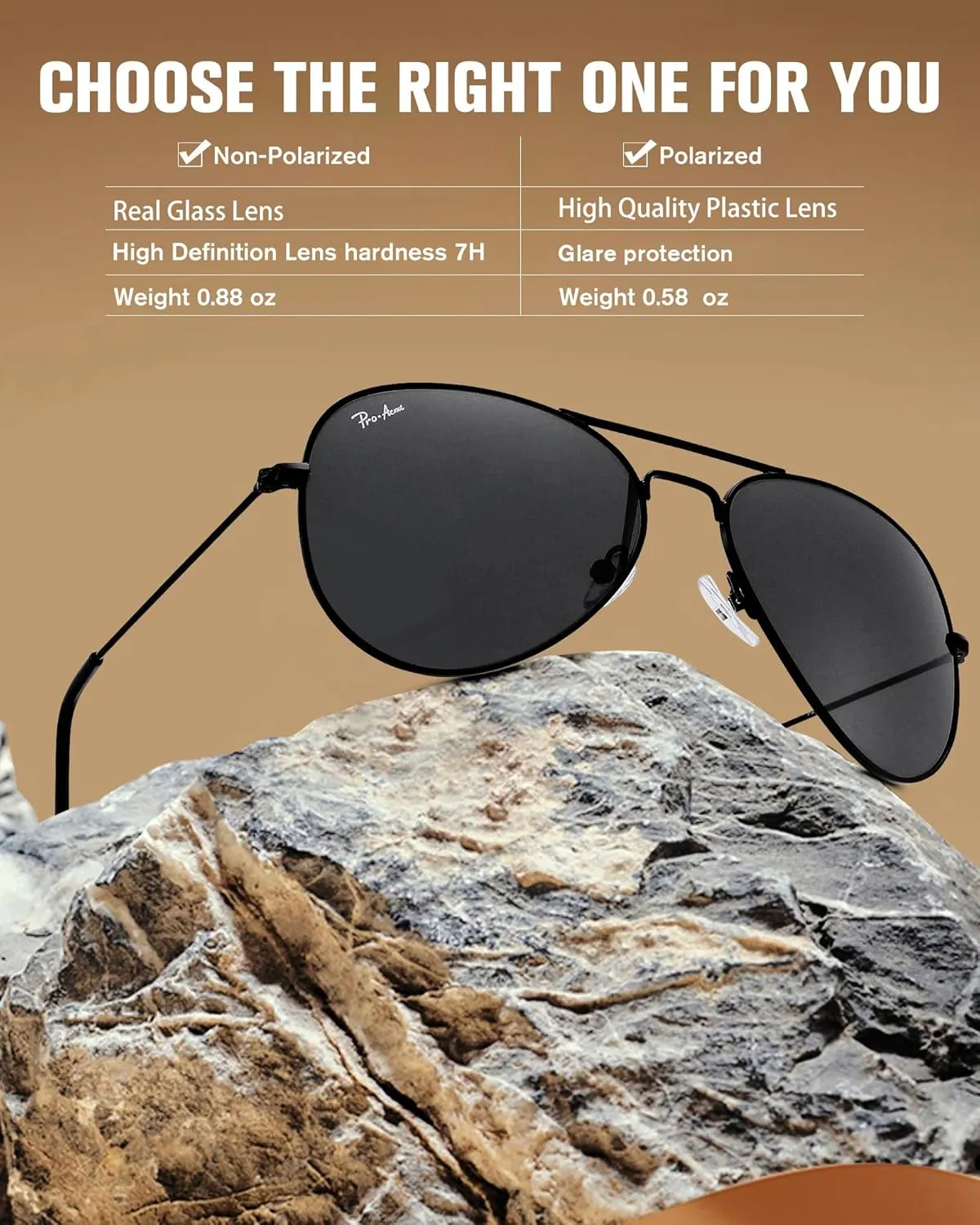 Pro Acme Classic Aviator Sunglasses for Women & Men Metal Frame UV400 Driver Sunglasses