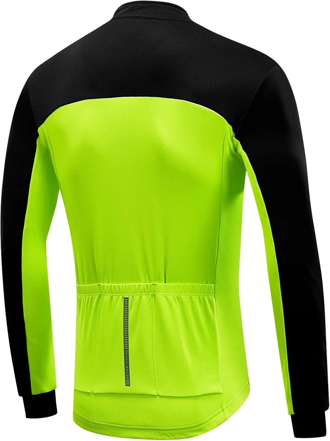 Przewalski Men's Cycling Jersey Winter Thermal Long Sleeve Fleece Cycling Jacket with 3 Rear Pockets