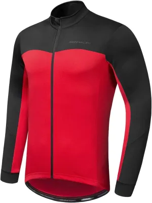 Przewalski Men's Cycling Jersey Winter Thermal Long Sleeve Fleece Cycling Jacket with 3 Rear Pockets