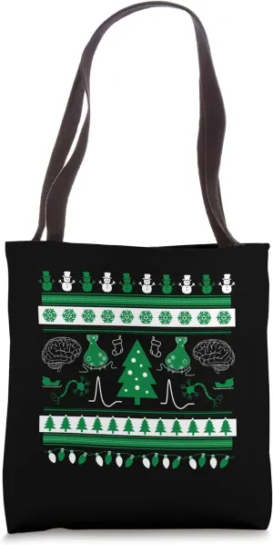 Psychology Ugly Christmas Sweater, Brain, Neurotransmitter Tote Bag