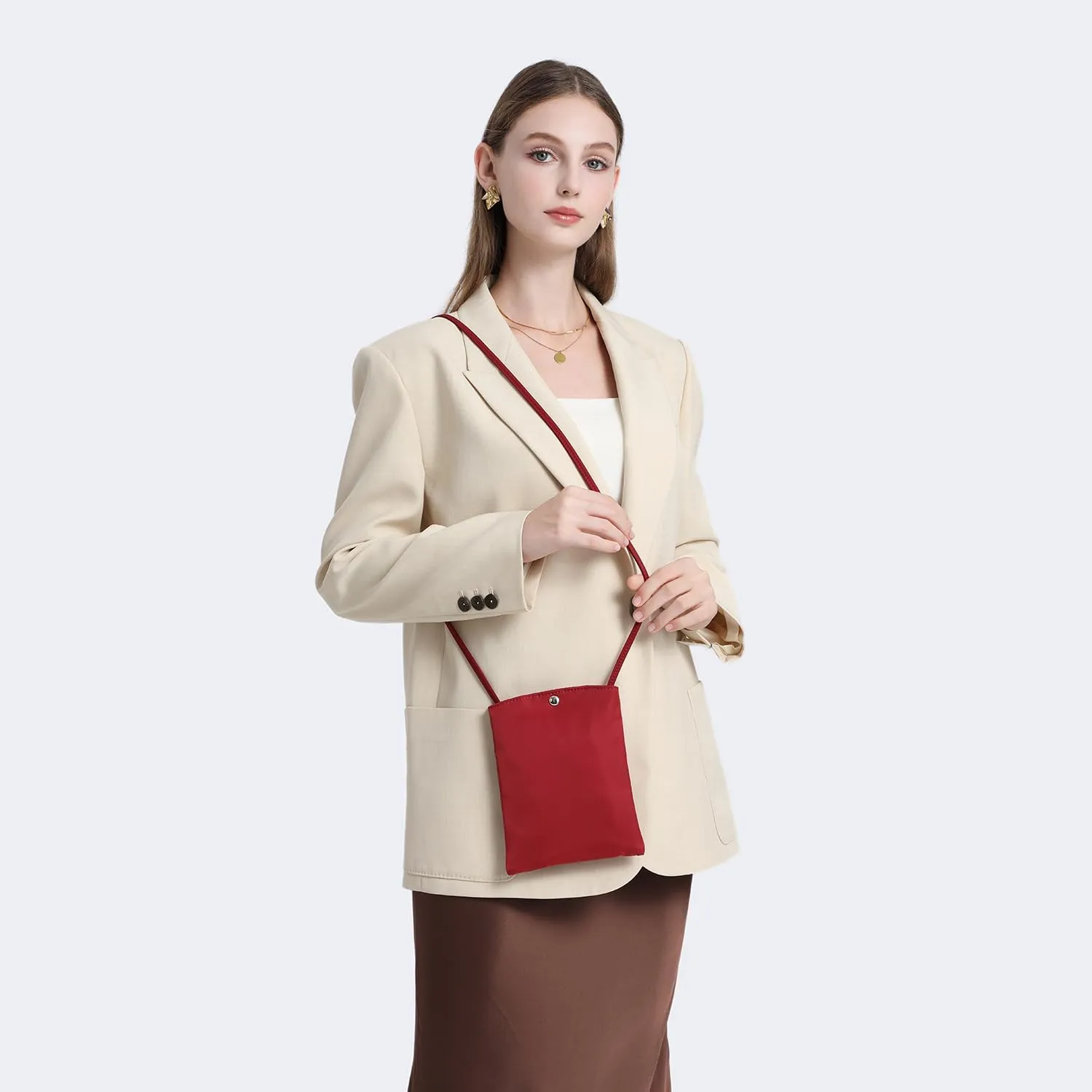 Pure Nylon Mobile Phone Bag Mini Cloth Bag ins Style Japanese Simple and Versatile Messenger Small Square Bag