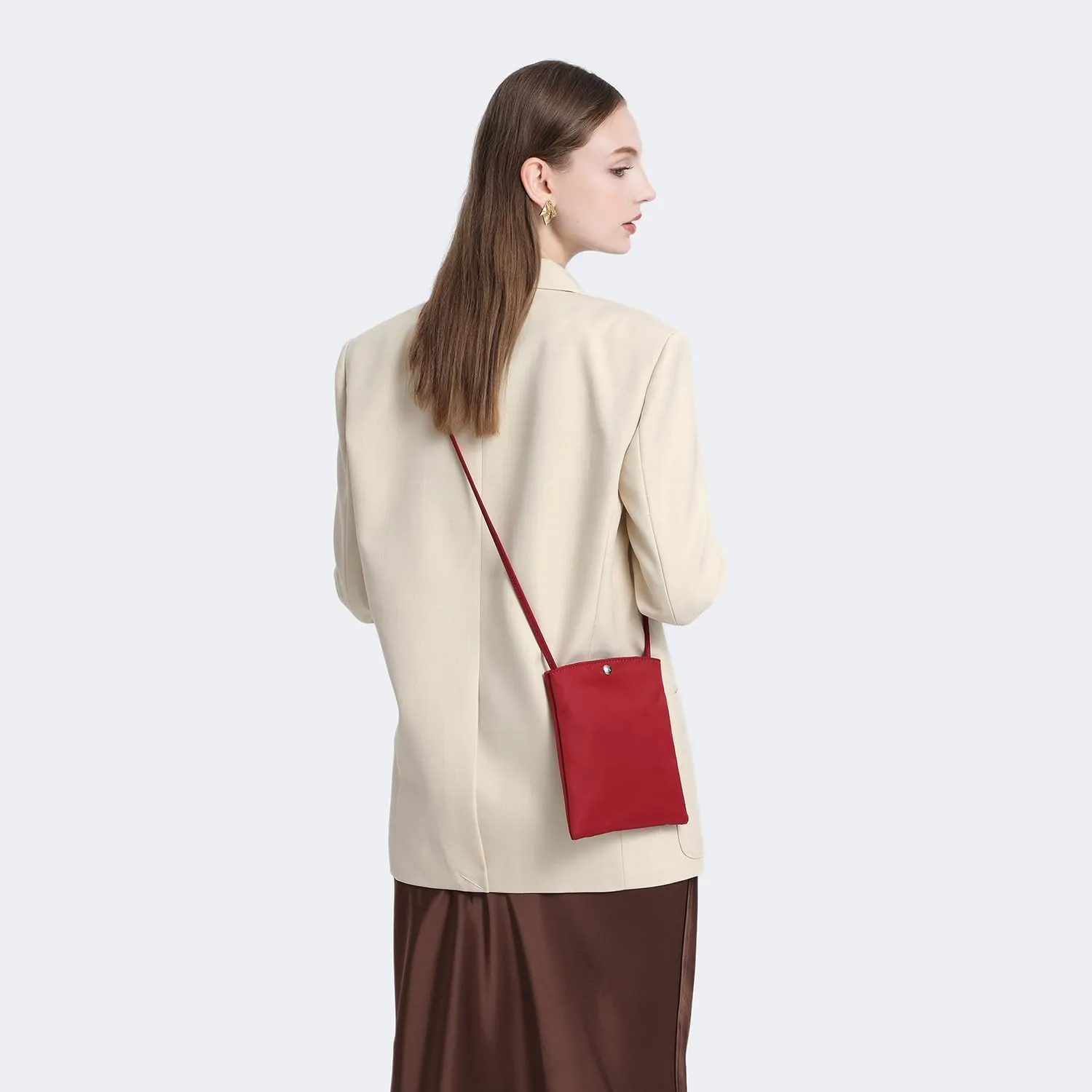 Pure Nylon Mobile Phone Bag Mini Cloth Bag ins Style Japanese Simple and Versatile Messenger Small Square Bag