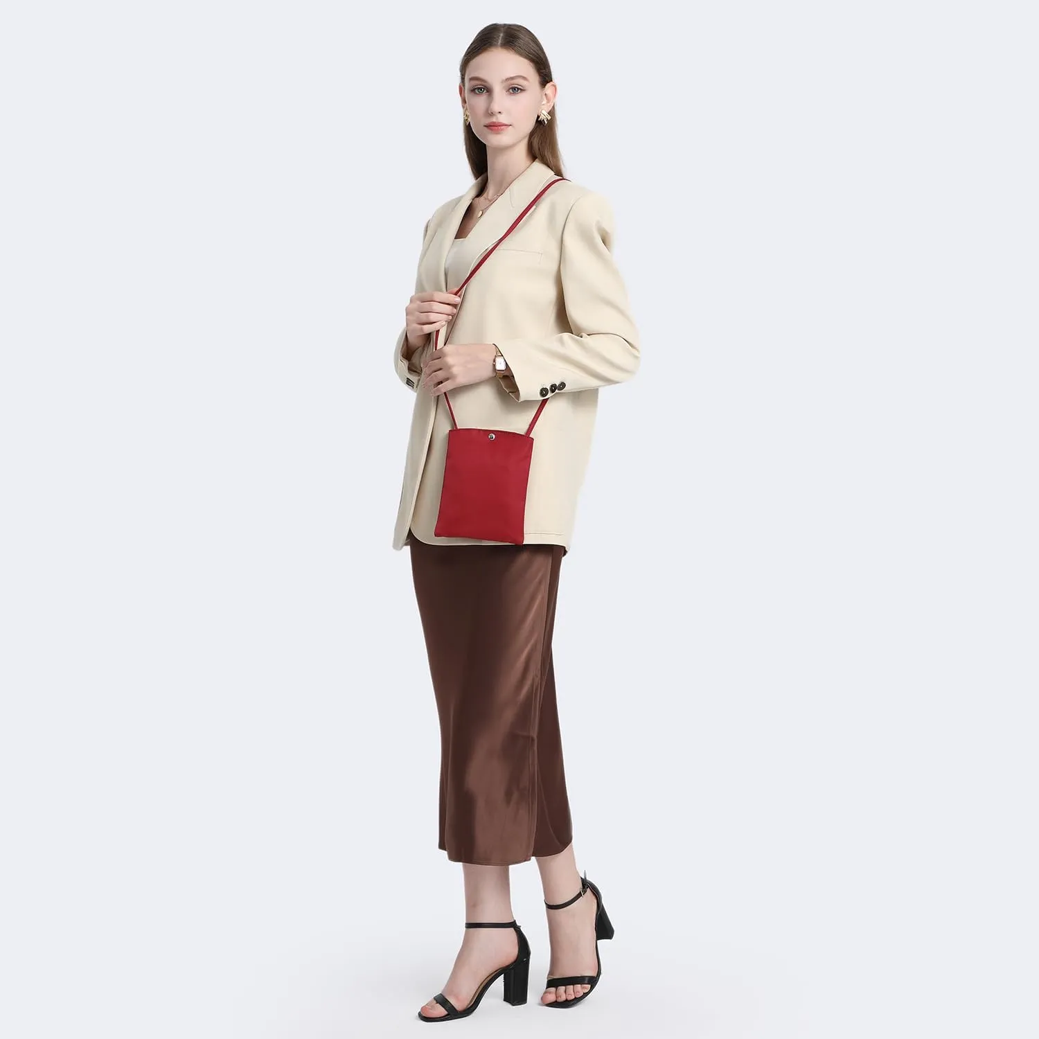 Pure Nylon Mobile Phone Bag Mini Cloth Bag ins Style Japanese Simple and Versatile Messenger Small Square Bag