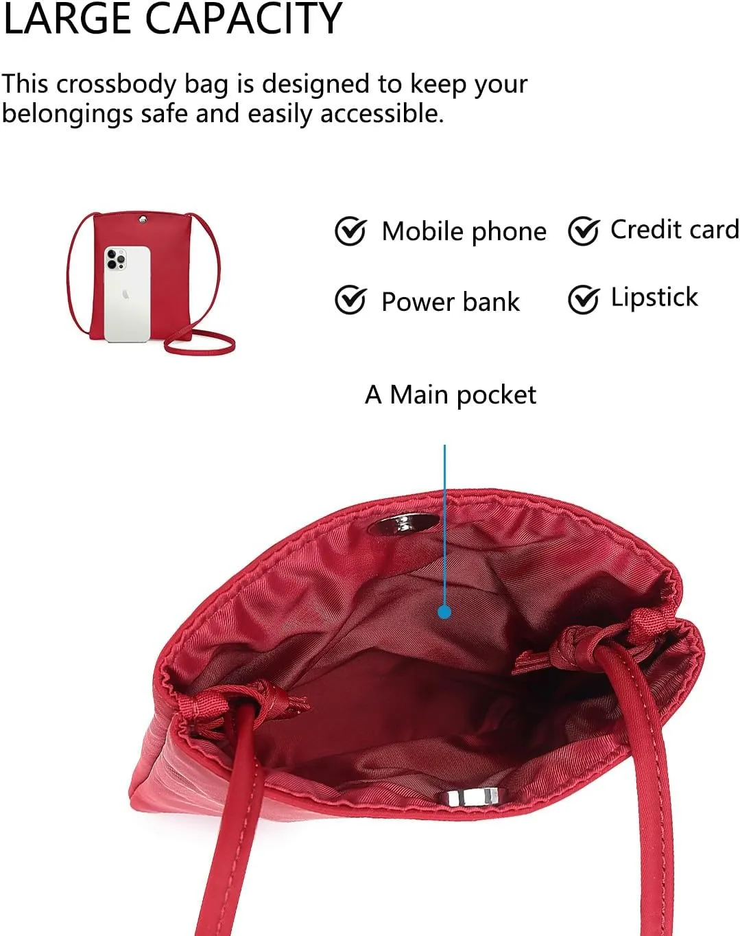 Pure Nylon Mobile Phone Bag Mini Cloth Bag ins Style Japanese Simple and Versatile Messenger Small Square Bag