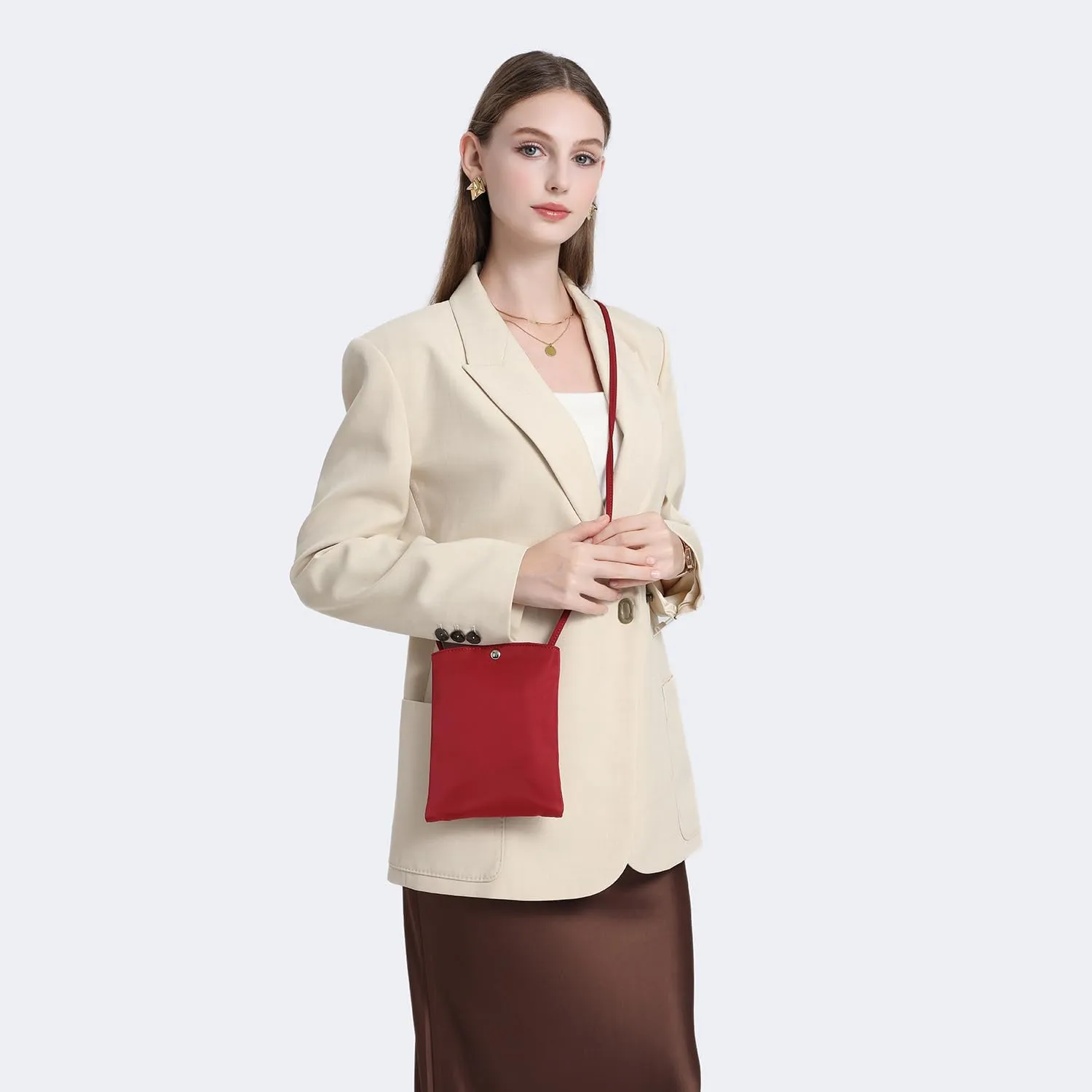 Pure Nylon Mobile Phone Bag Mini Cloth Bag ins Style Japanese Simple and Versatile Messenger Small Square Bag