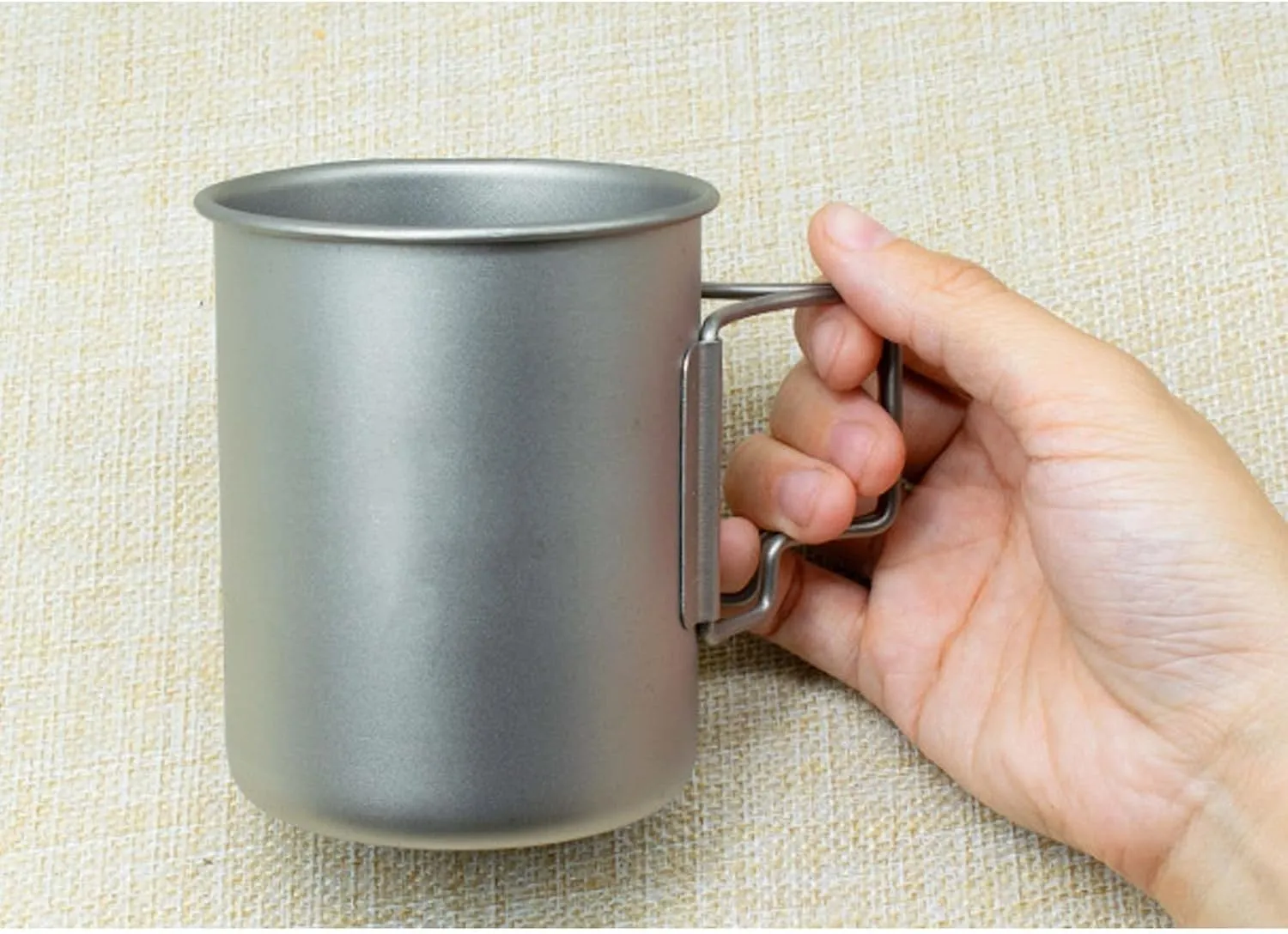 Pure Titanium Mug Outdoor Folding Portable Titanium Alloy Mug(500ML A)