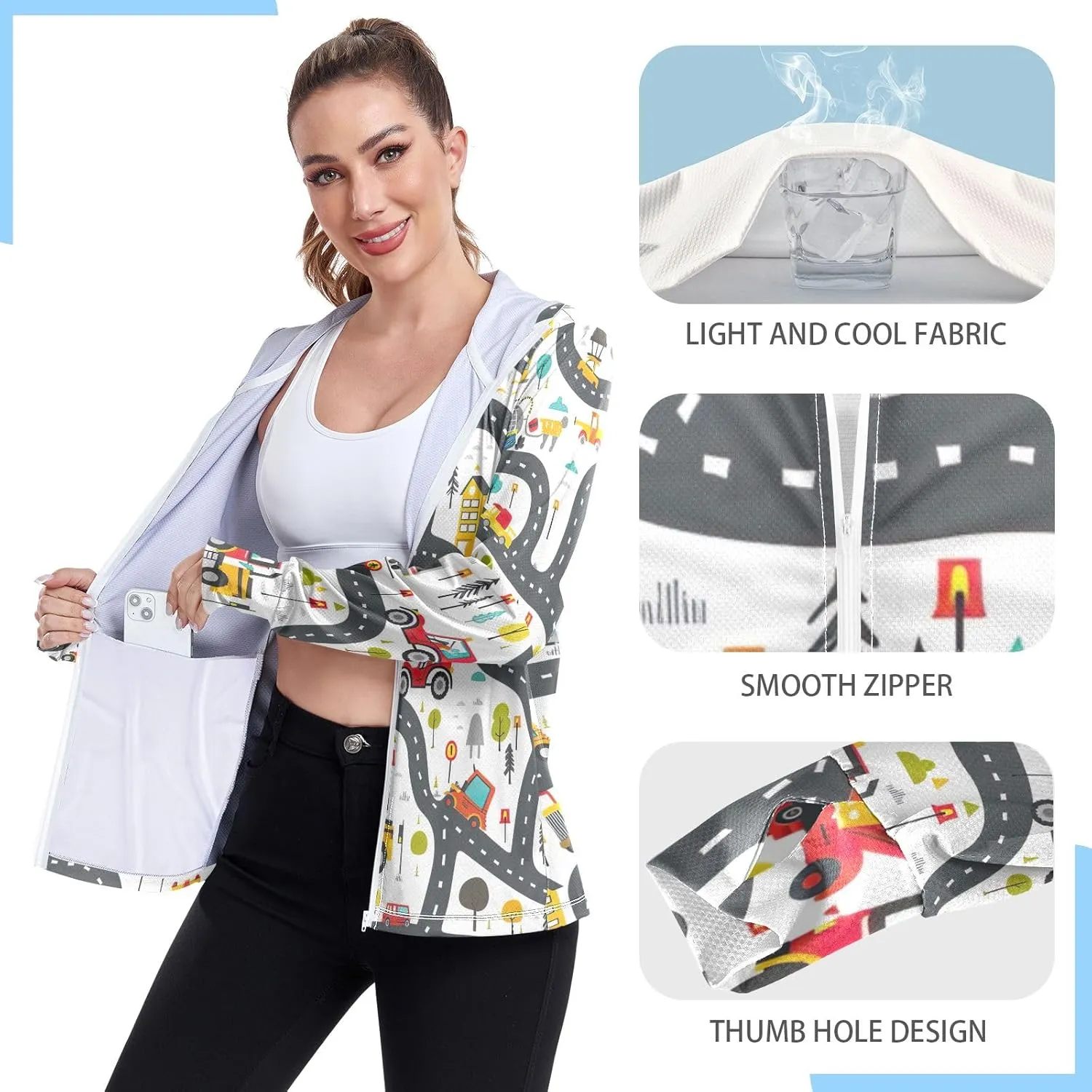 Purple Glowing Butterflies Sun Protection Jacket, Long Sleeve Fishing Shirt, Zip Shirt, Outdoor Clothing Women Upf 50 