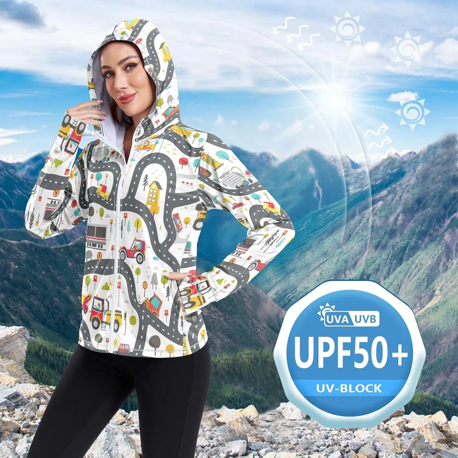Purple Glowing Butterflies Sun Protection Jacket, Long Sleeve Fishing Shirt, Zip Shirt, Outdoor Clothing Women Upf 50 
