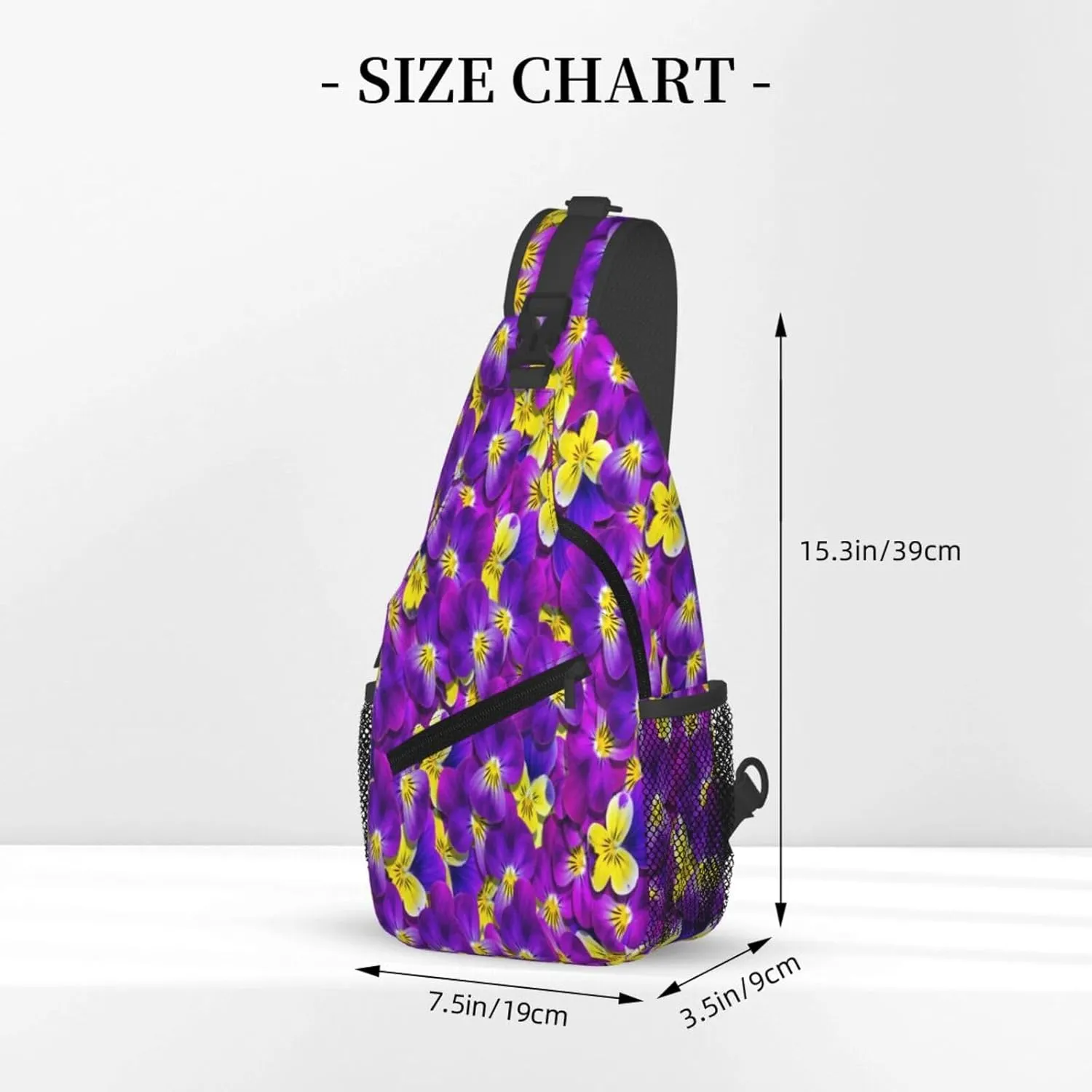Purple Yellow Violet Flowers Floral Cross Chest Bag Diagonally Hiking Crossbody Bag Travel Shoulder Daypack Lightweight Sling Backpack Cycling Daypacks Fitness Chest Backpacks