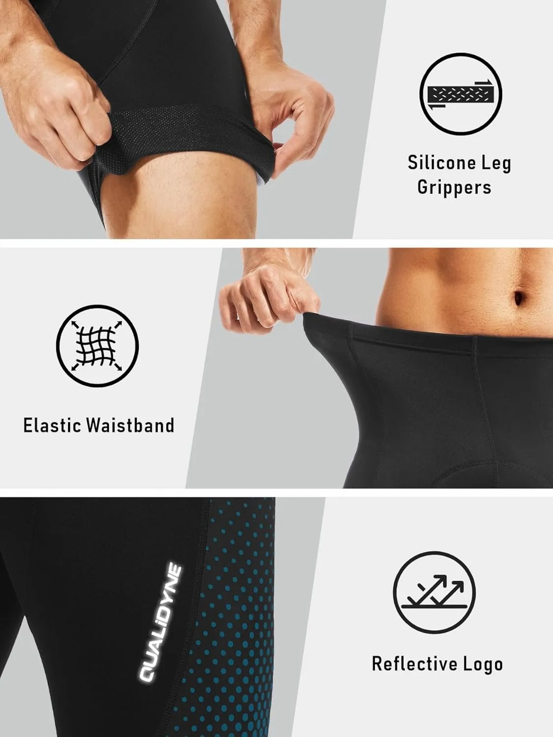 Qualidyne Men's Cycling Bike Shorts 3D Padded Biking Pants Cycle Shorts