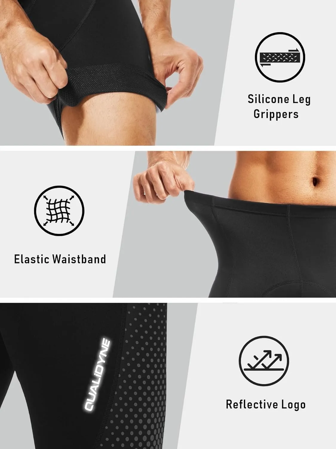 Qualidyne Men's Cycling Bike Shorts 3D Padded Biking Pants Cycle Shorts
