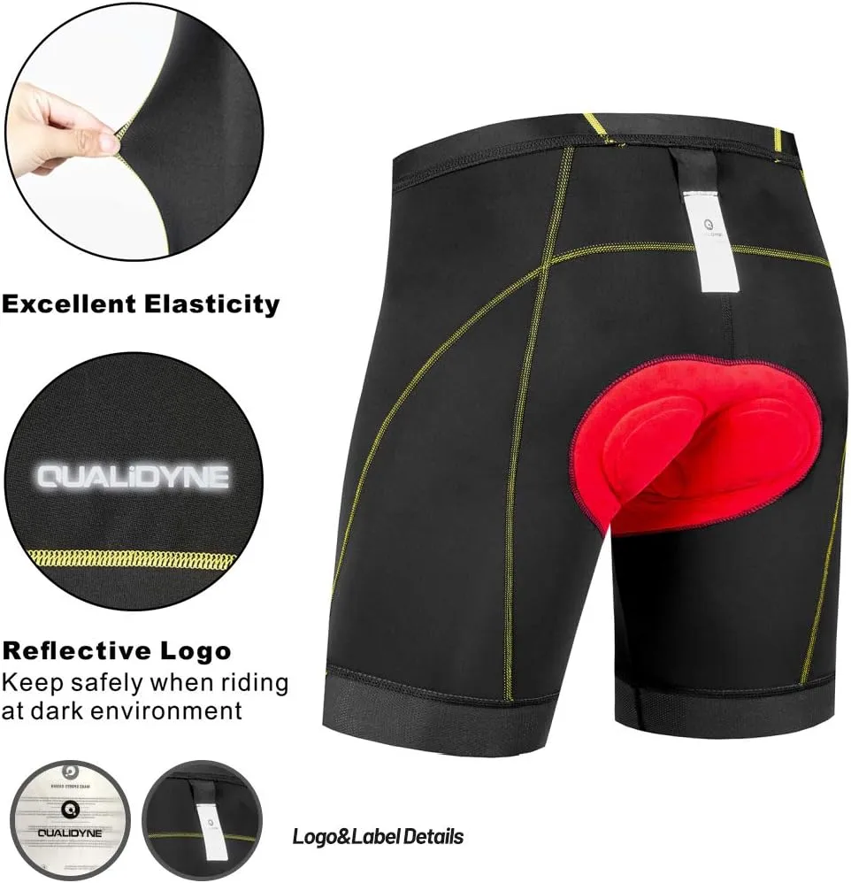 Qualidyne Men's Cycling Bike Shorts 3D Padded Biking Pants Cycle Shorts