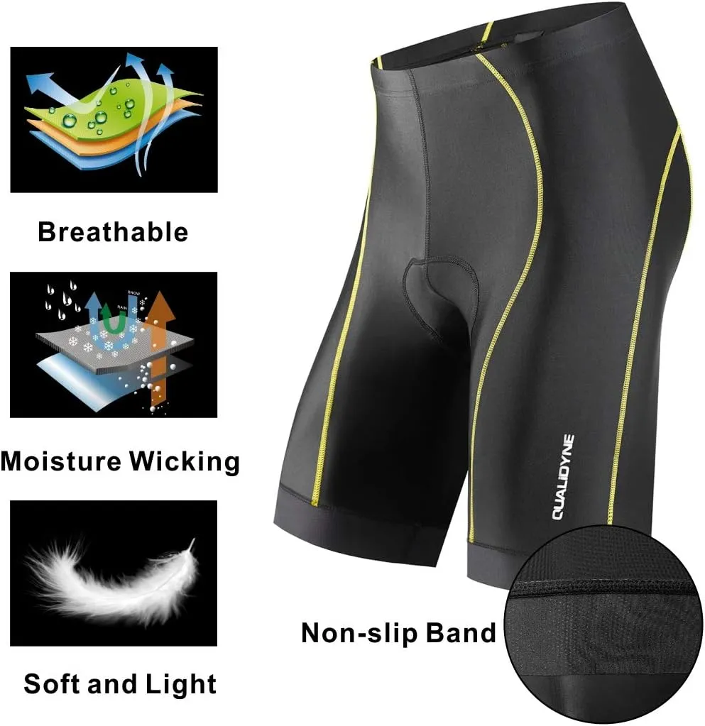 Qualidyne Men's Cycling Bike Shorts 3D Padded Biking Pants Cycle Shorts