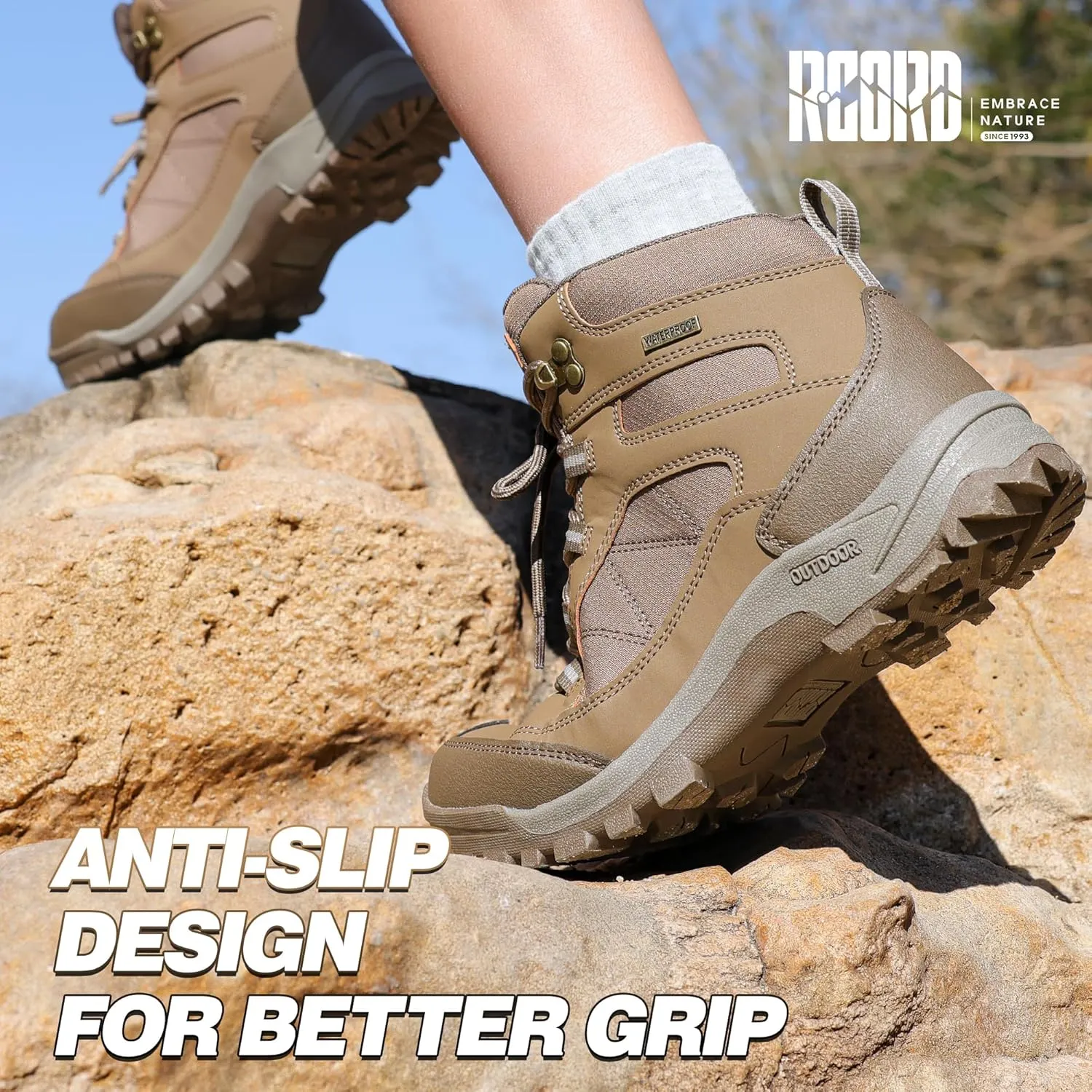 R CORD Womens Hiking Boots Waterproof Hiking Boots Womens Non-Slip Hiking Shoes Backpacking Boots All Day Walking Boots Outdoor