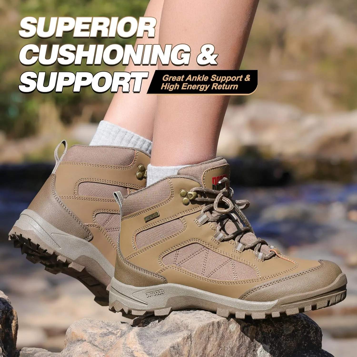 R CORD Womens Hiking Boots Waterproof Hiking Boots Womens Non-Slip Hiking Shoes Backpacking Boots All Day Walking Boots Outdoor