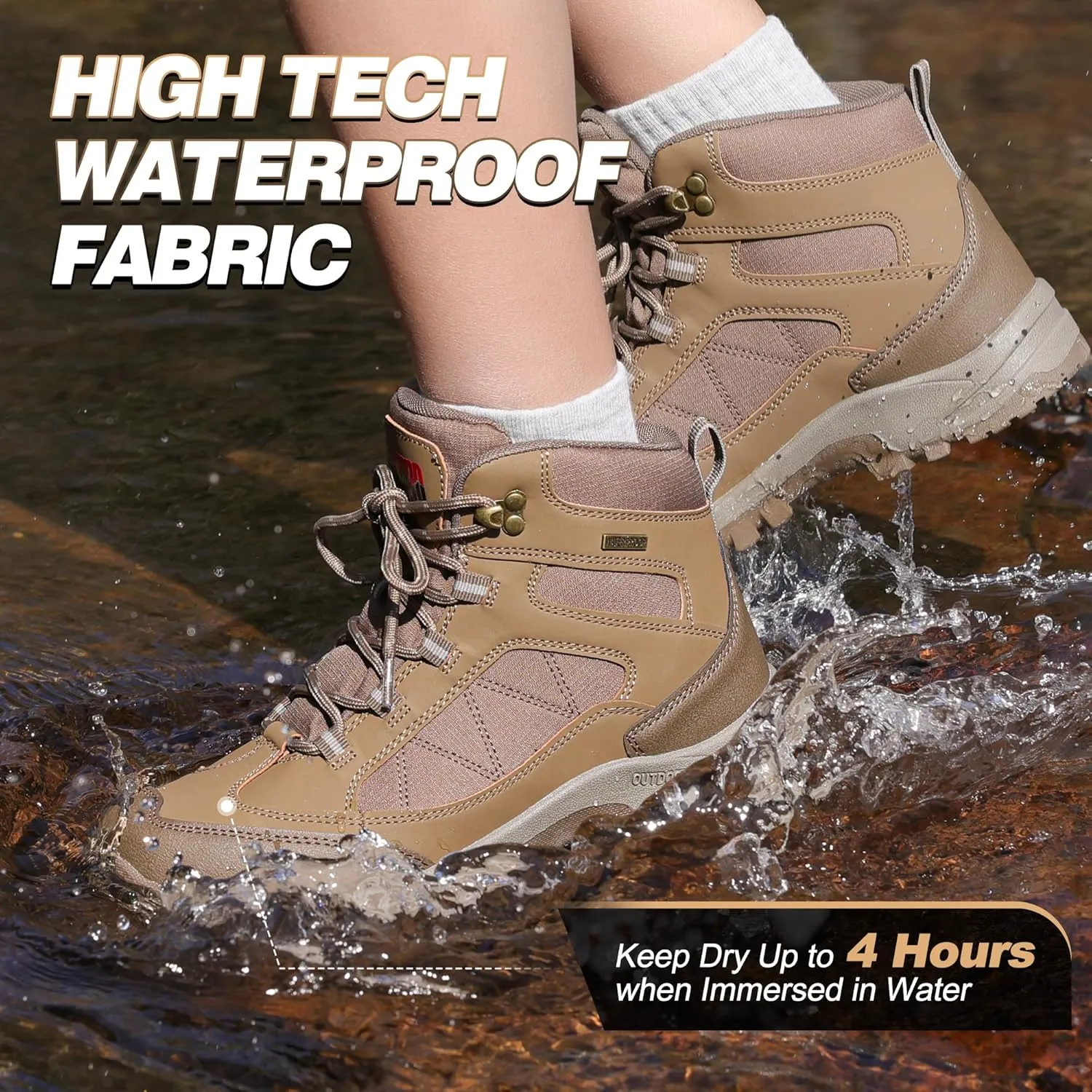 R CORD Womens Hiking Boots Waterproof Hiking Boots Womens Non-Slip Hiking Shoes Backpacking Boots All Day Walking Boots Outdoor