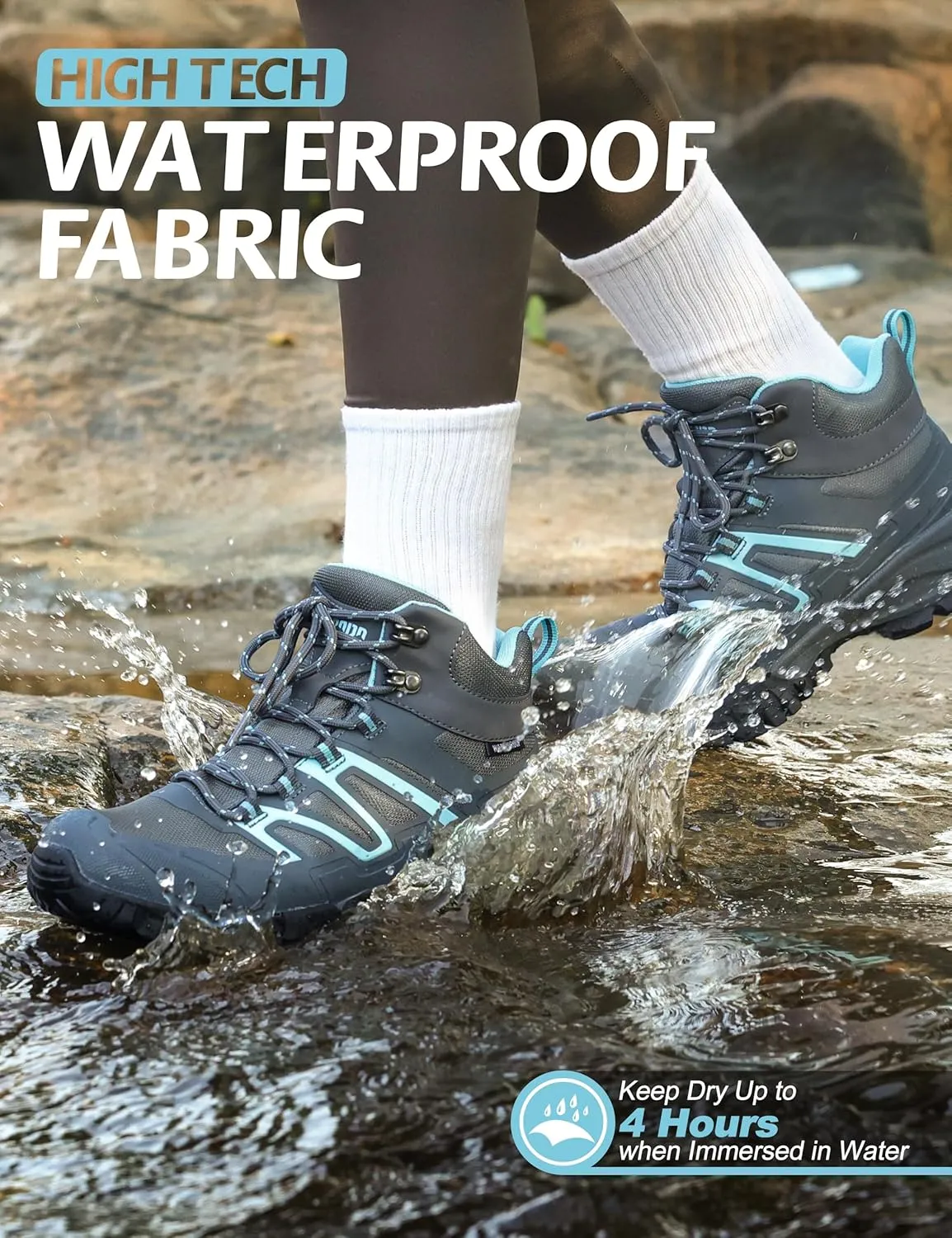 R CORD Womens Hiking Boots Waterproof Non-Slip Comfortable Outdoor Hiking Boots Womens Hiking Shoes Comfortable Outdoor Walking Boots Hiking Shoes for Women