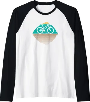 Racing Bike With Summit Silhouette For Cyclist - Bicycle Raglan Baseball Tee