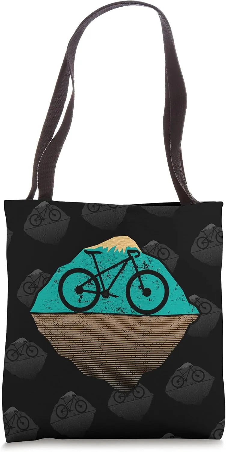 Racing Bike With Summit Silhouette For Cyclist - Bicycle Tote Bag