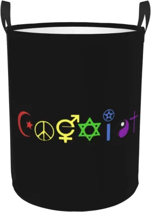 Rainbow Coexist Laundry Basket Round Portable Storage Box Organizer Laundry Basket Portable Laundry Organizer