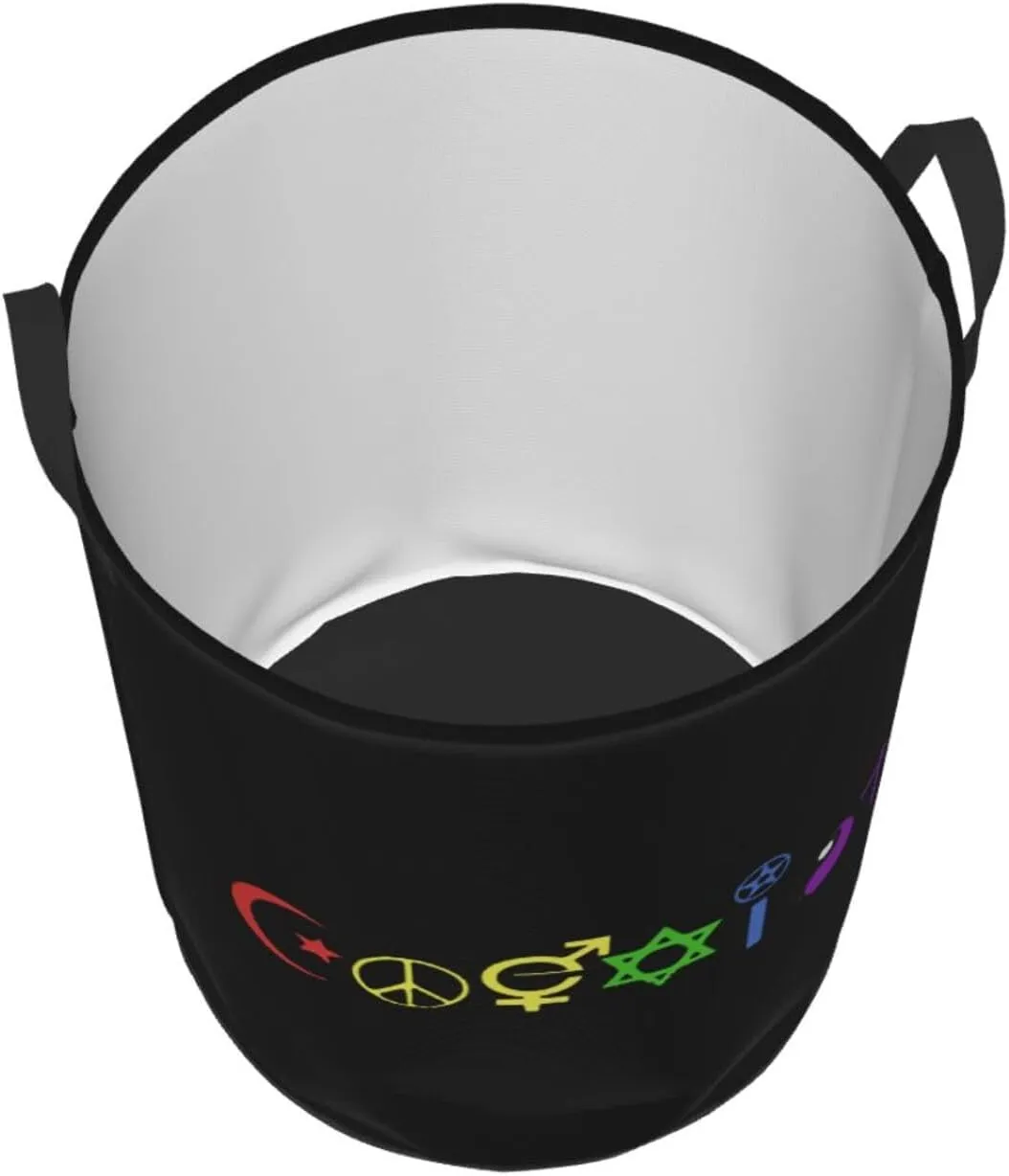 Rainbow Coexist Laundry Basket Round Portable Storage Box Organizer Laundry Basket Portable Laundry Organizer