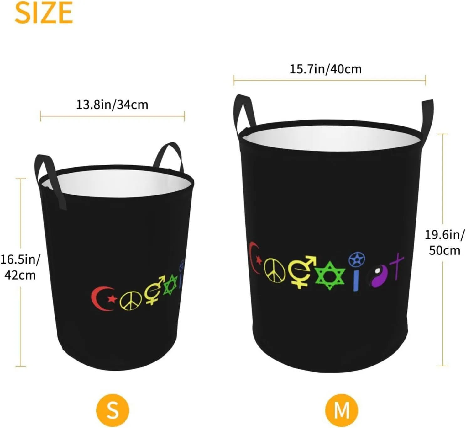 Rainbow Coexist Laundry Basket Round Portable Storage Box Organizer Laundry Basket Portable Laundry Organizer