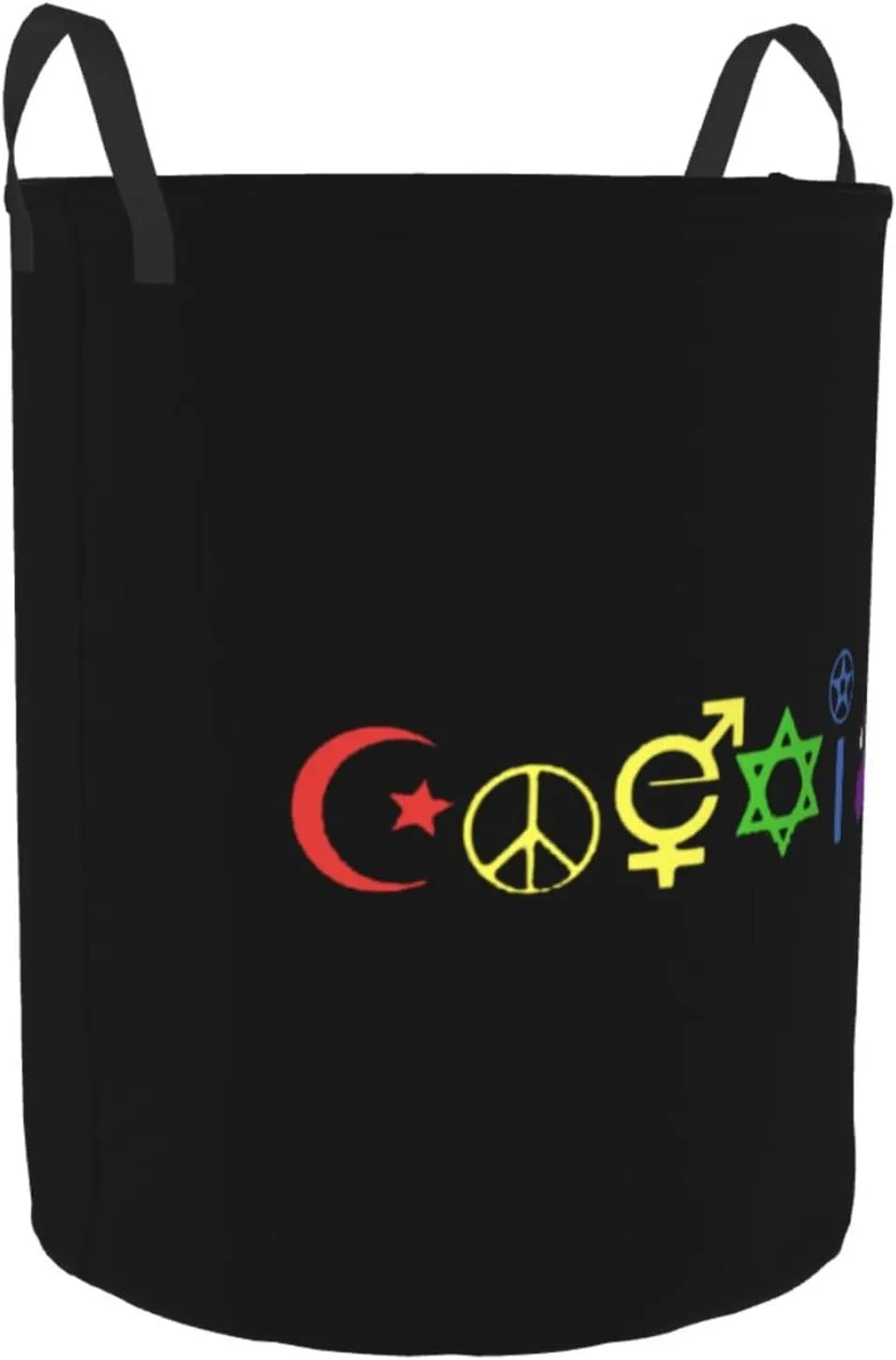 Rainbow Coexist Laundry Basket Round Portable Storage Box Organizer Laundry Basket Portable Laundry Organizer