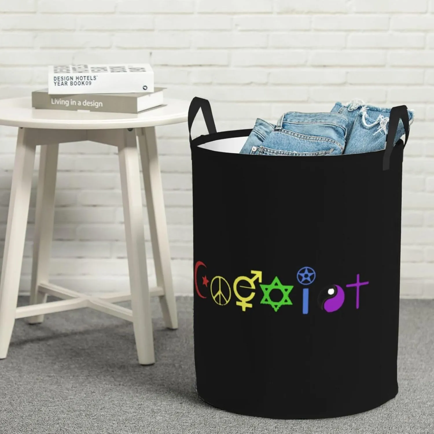 Rainbow Coexist Laundry Basket Round Portable Storage Box Organizer Laundry Basket Portable Laundry Organizer