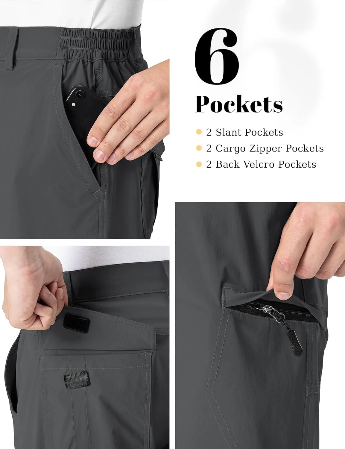 Rdruko Men's Hiking Cargo Shorts 9" Quick Dry Lightweight Outdoor Work Casual Travel Summer Shorts with 6 Zipper Pockets