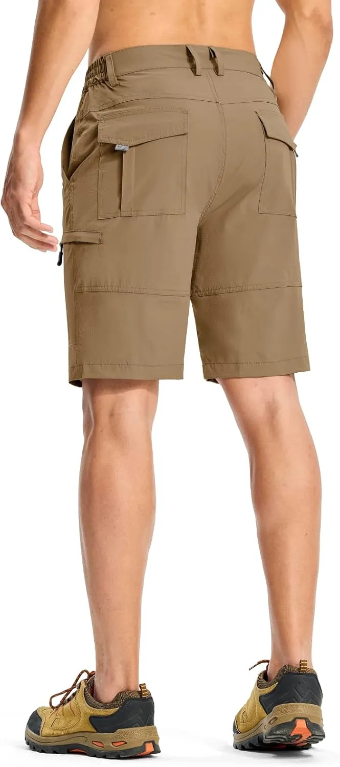 Rdruko Men's Hiking Cargo Shorts 9" Quick Dry Lightweight Outdoor Work Casual Travel Summer Shorts with 6 Zipper Pockets