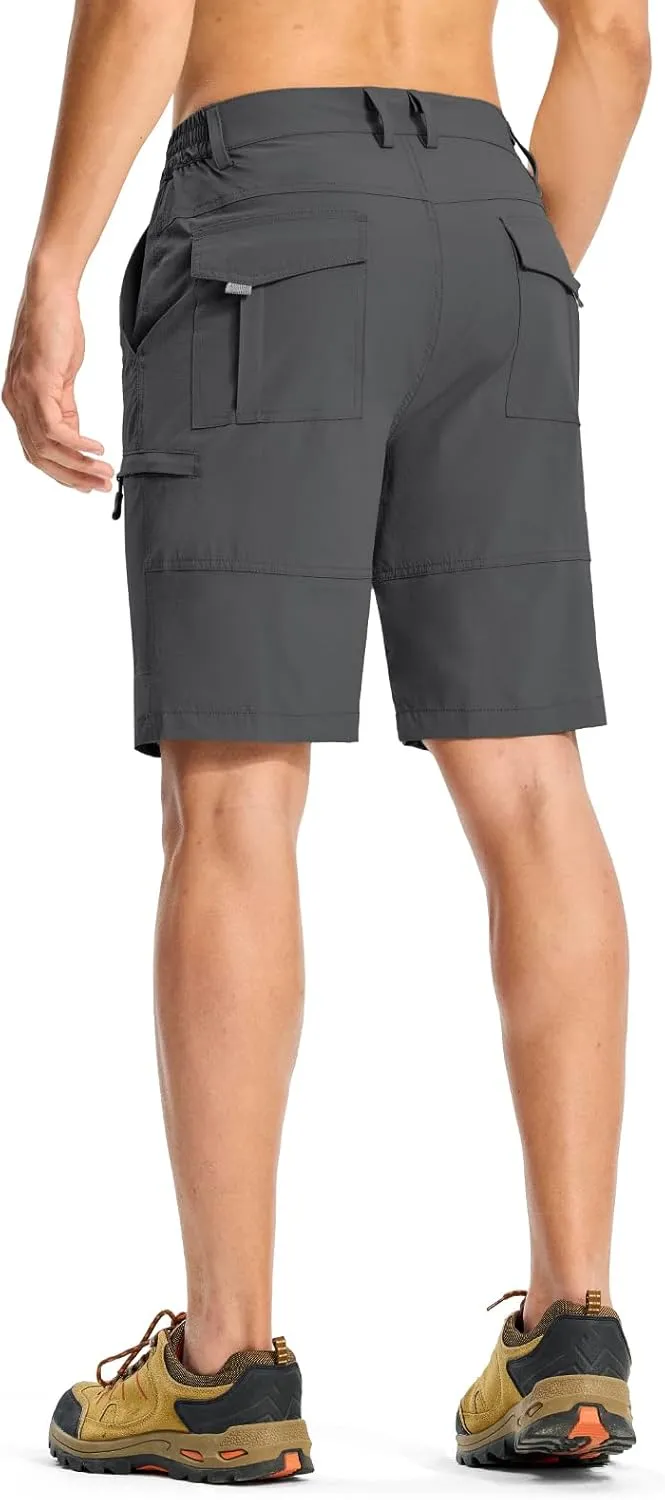 Rdruko Men's Hiking Cargo Shorts 9" Quick Dry Lightweight Outdoor Work Casual Travel Summer Shorts with 6 Zipper Pockets
