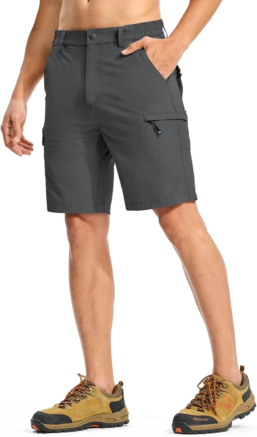 Rdruko Men's Hiking Cargo Shorts 9" Quick Dry Lightweight Outdoor Work Casual Travel Summer Shorts with 6 Zipper Pockets