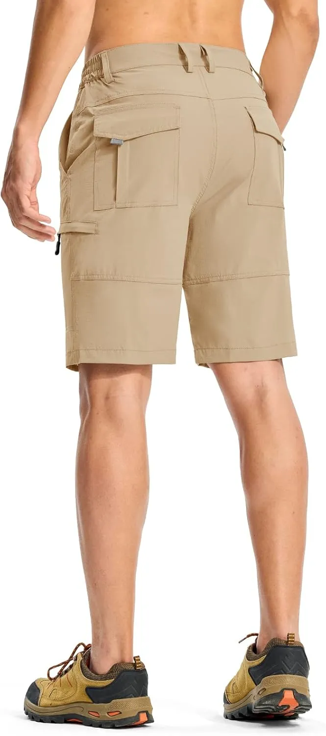 Rdruko Men's Hiking Cargo Shorts 9" Quick Dry Lightweight Outdoor Work Casual Travel Summer Shorts with 6 Zipper Pockets