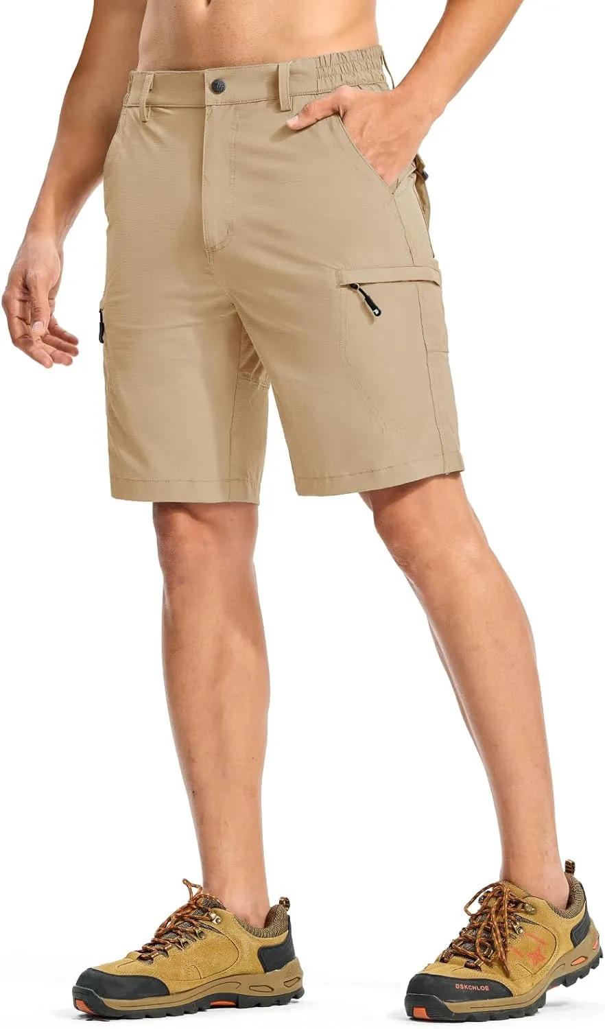 Rdruko Men's Hiking Cargo Shorts 9" Quick Dry Lightweight Outdoor Work Casual Travel Summer Shorts with 6 Zipper Pockets