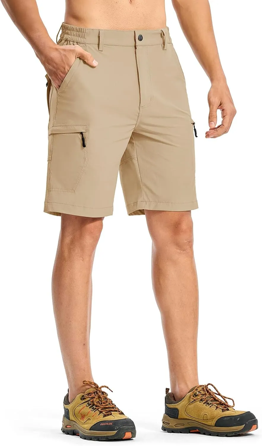 Rdruko Men's Hiking Cargo Shorts 9" Quick Dry Lightweight Outdoor Work Casual Travel Summer Shorts with 6 Zipper Pockets
