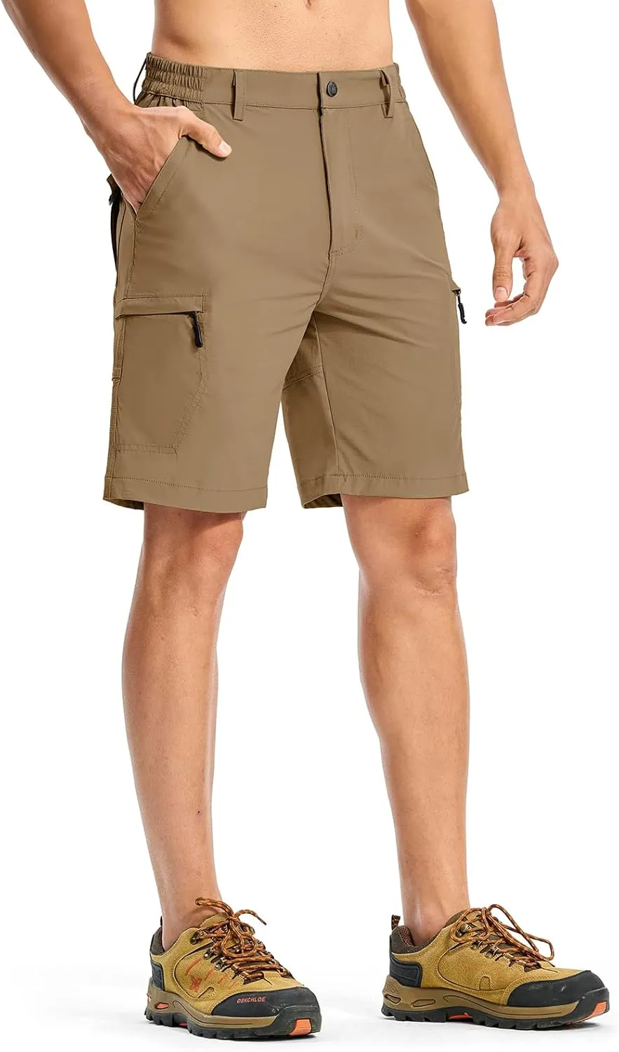 Rdruko Men's Hiking Cargo Shorts 9" Quick Dry Lightweight Outdoor Work Casual Travel Summer Shorts with 6 Zipper Pockets
