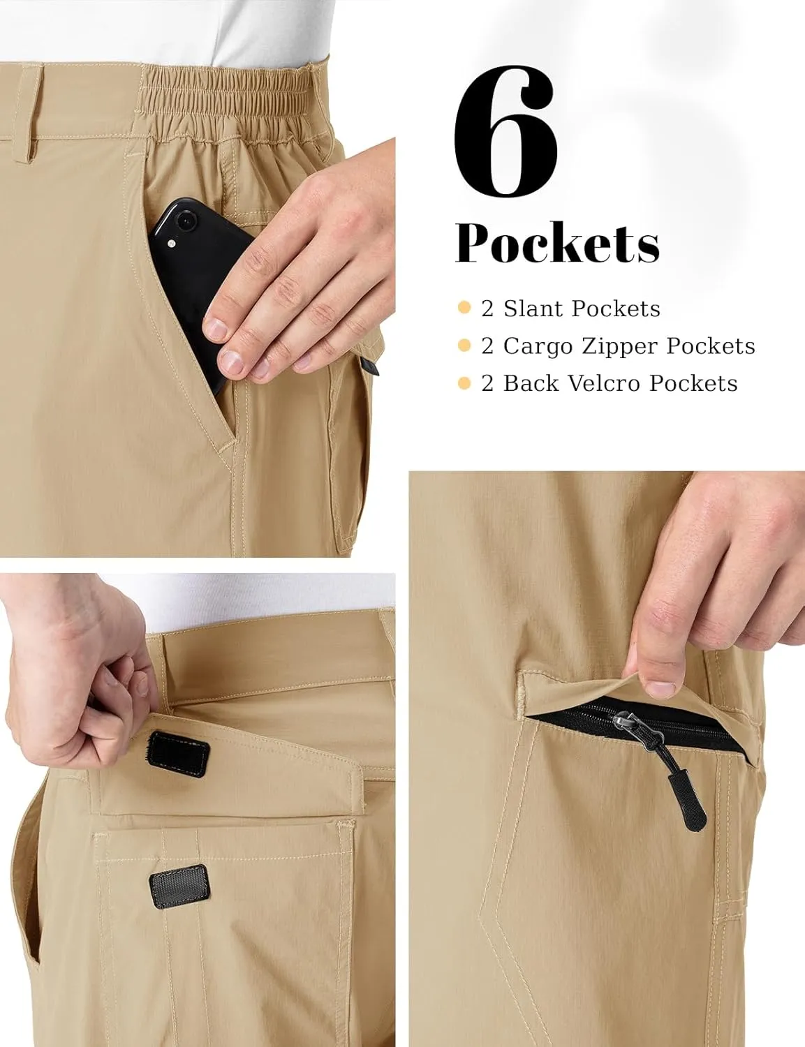 Rdruko Men's Hiking Cargo Shorts 9" Quick Dry Lightweight Outdoor Work Casual Travel Summer Shorts with 6 Zipper Pockets