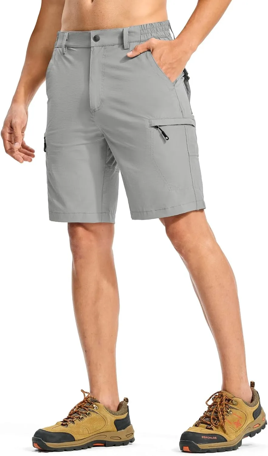 Rdruko Men's Hiking Cargo Shorts 9" Quick Dry Lightweight Outdoor Work Casual Travel Summer Shorts with 6 Zipper Pockets