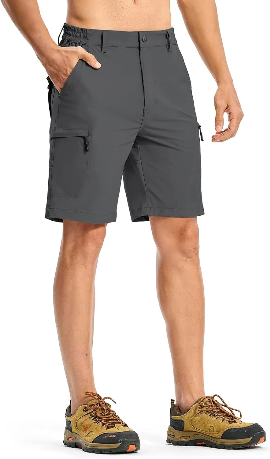 Rdruko Men's Hiking Cargo Shorts 9" Quick Dry Lightweight Outdoor Work Casual Travel Summer Shorts with 6 Zipper Pockets