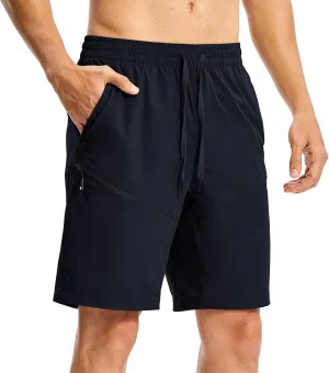 Rdruko Men's Hiking Shorts 9'' Quick Dry Lightweight Work Cargo Outdoor Elastic Waist Shorts with Zipper Pockets