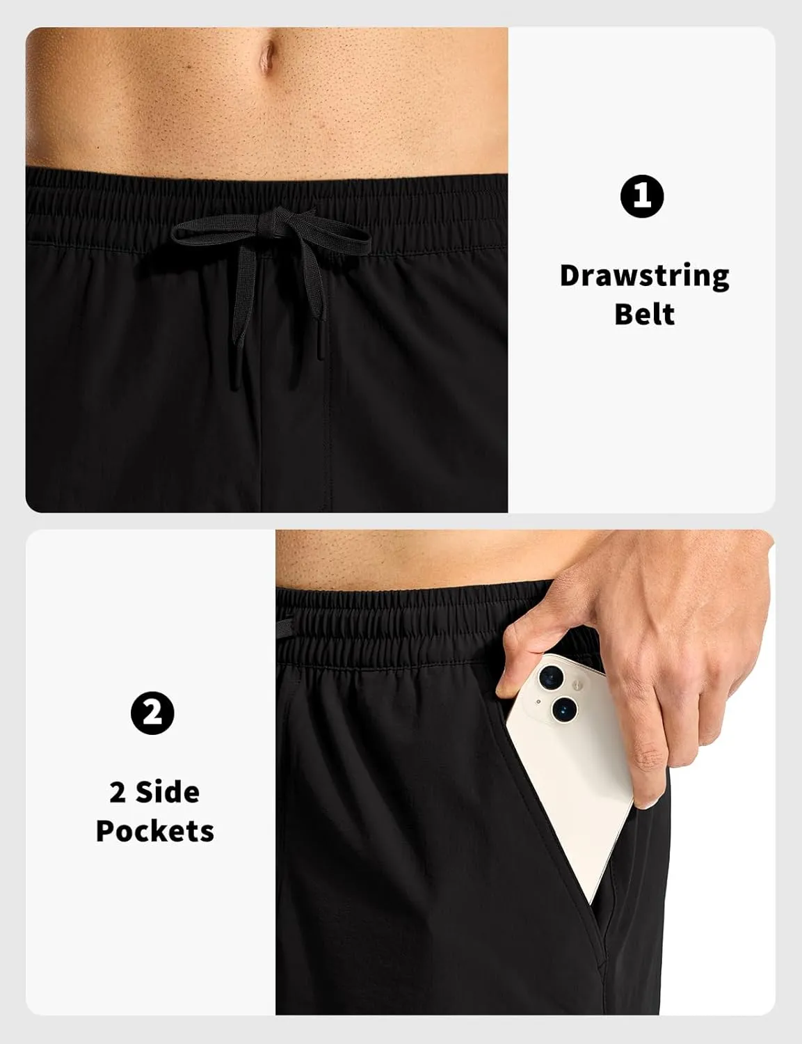 Rdruko Men's Hiking Shorts 9'' Quick Dry Lightweight Work Cargo Outdoor Elastic Waist Shorts with Zipper Pockets