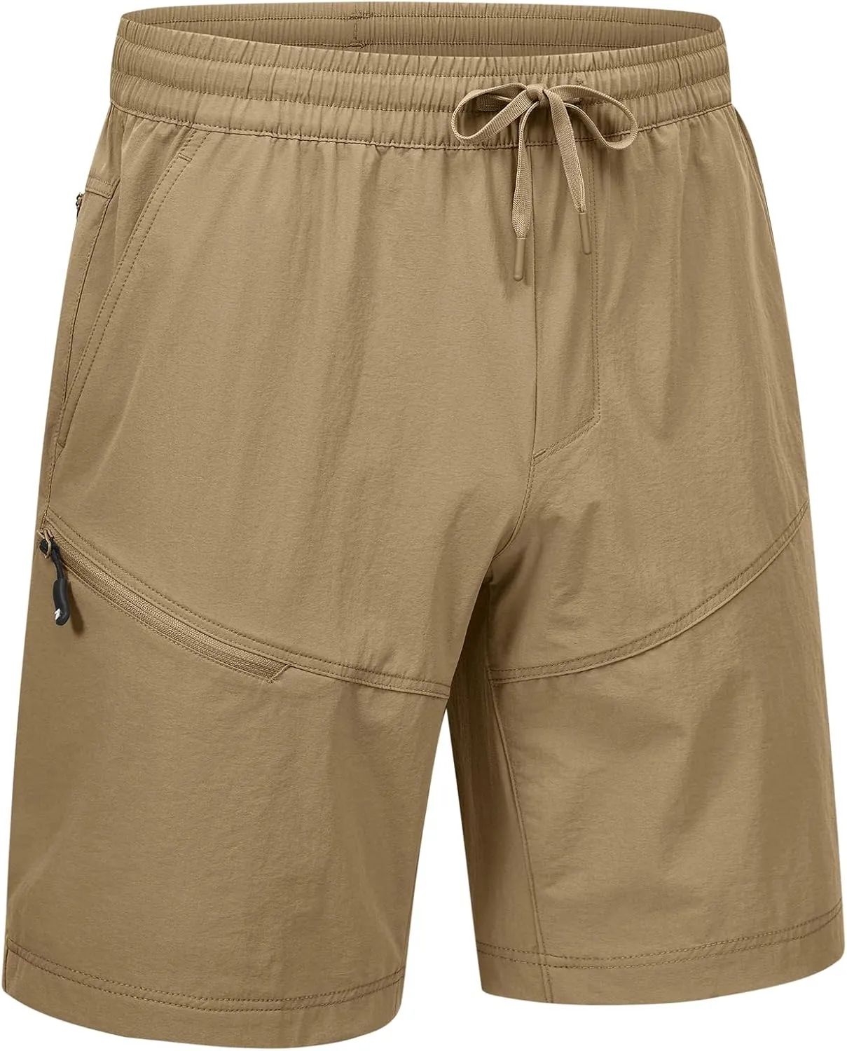 Rdruko Men's Hiking Shorts 9'' Quick Dry Lightweight Work Cargo Outdoor Elastic Waist Shorts with Zipper Pockets