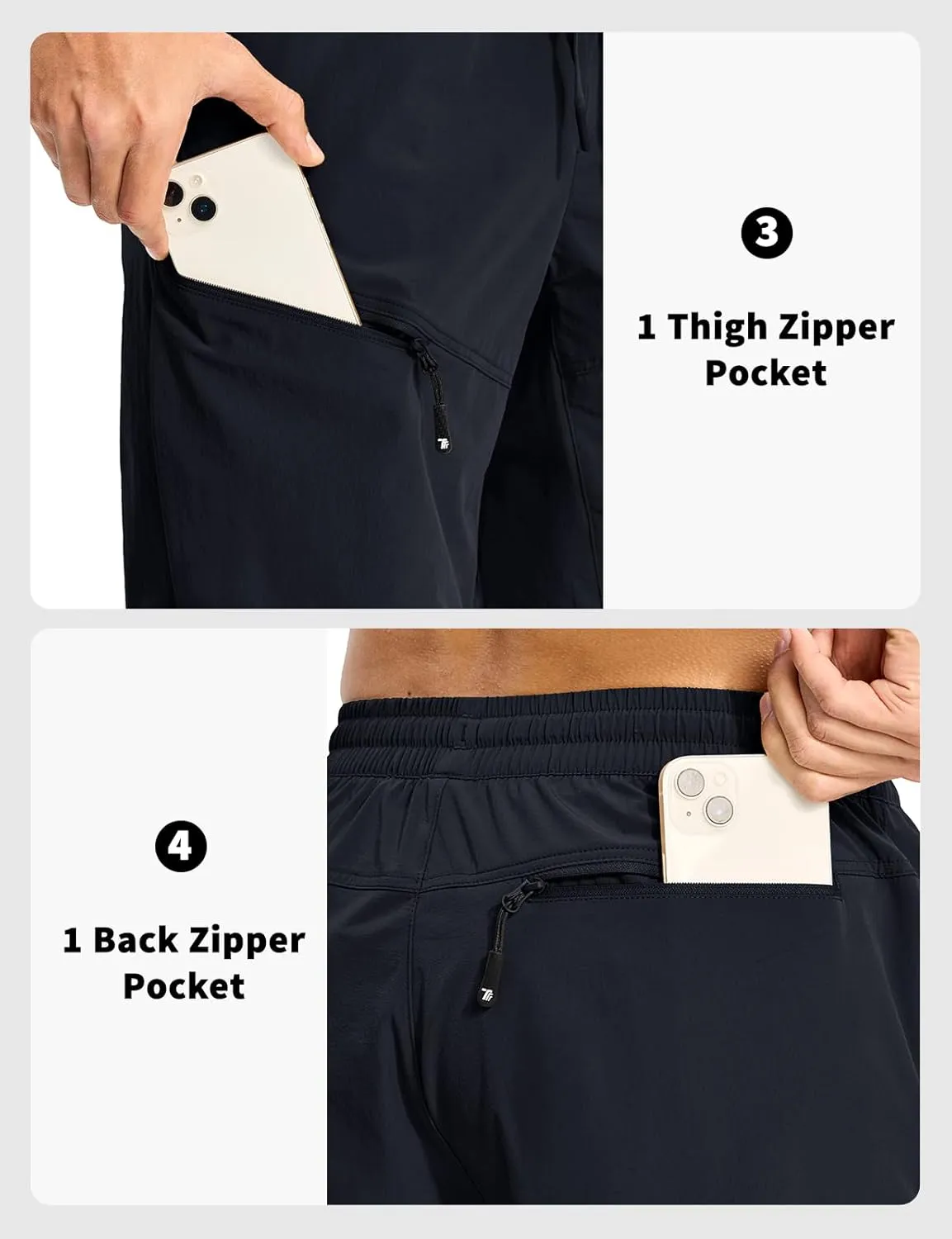Rdruko Men's Hiking Shorts 9'' Quick Dry Lightweight Work Cargo Outdoor Elastic Waist Shorts with Zipper Pockets