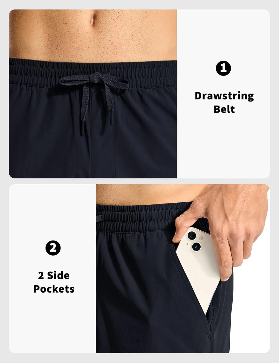 Rdruko Men's Hiking Shorts 9'' Quick Dry Lightweight Work Cargo Outdoor Elastic Waist Shorts with Zipper Pockets