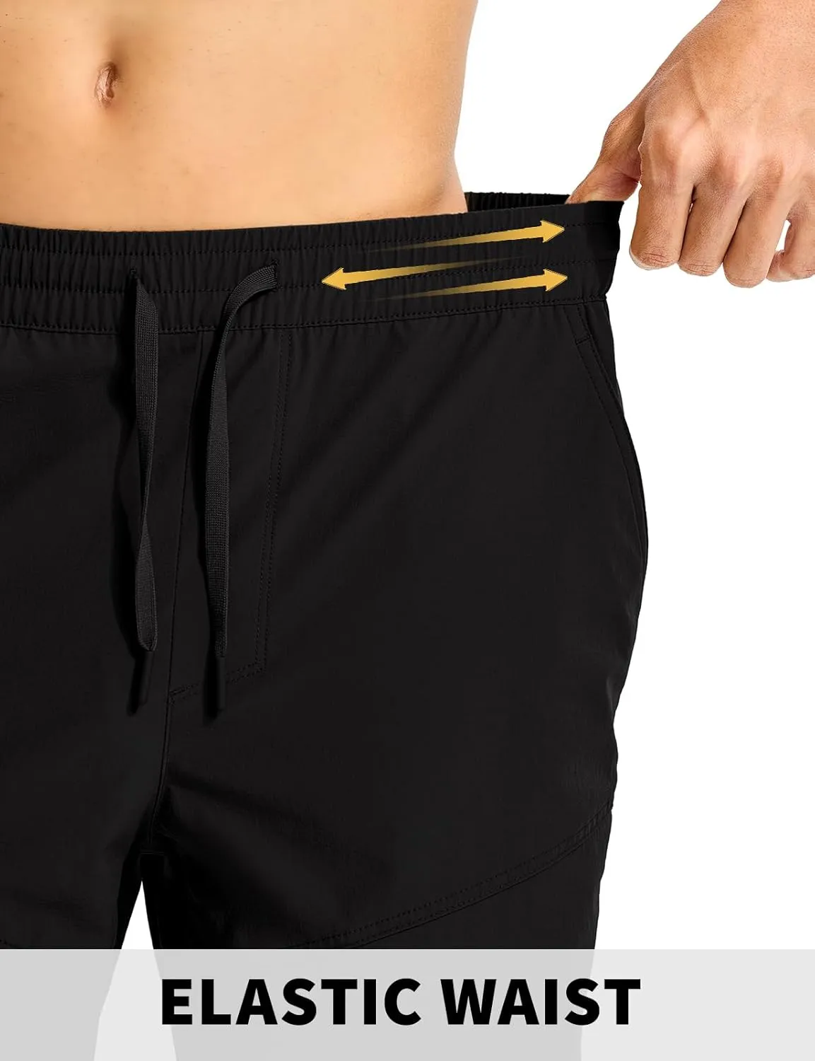 Rdruko Men's Hiking Shorts 9'' Quick Dry Lightweight Work Cargo Outdoor Elastic Waist Shorts with Zipper Pockets