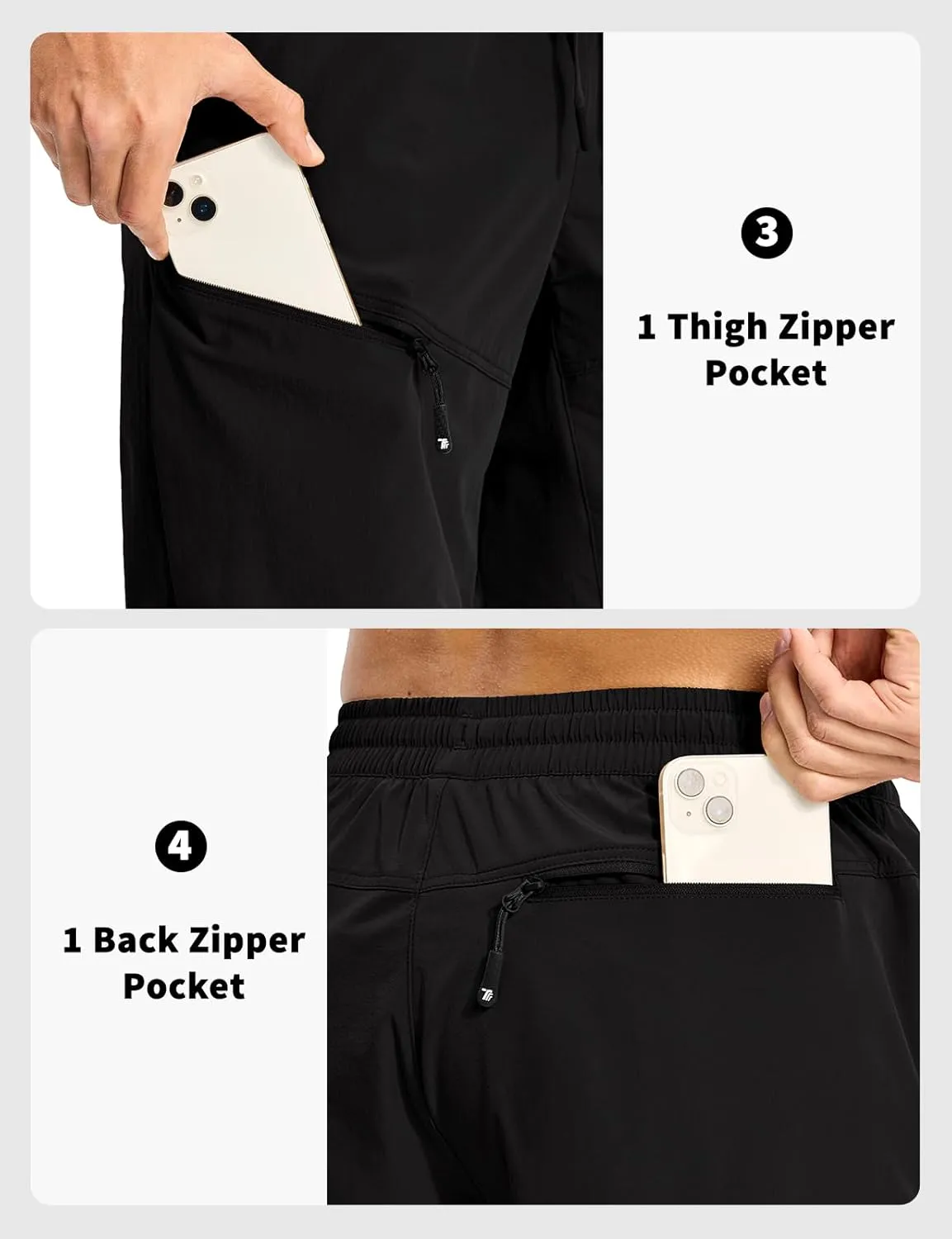 Rdruko Men's Hiking Shorts 9'' Quick Dry Lightweight Work Cargo Outdoor Elastic Waist Shorts with Zipper Pockets